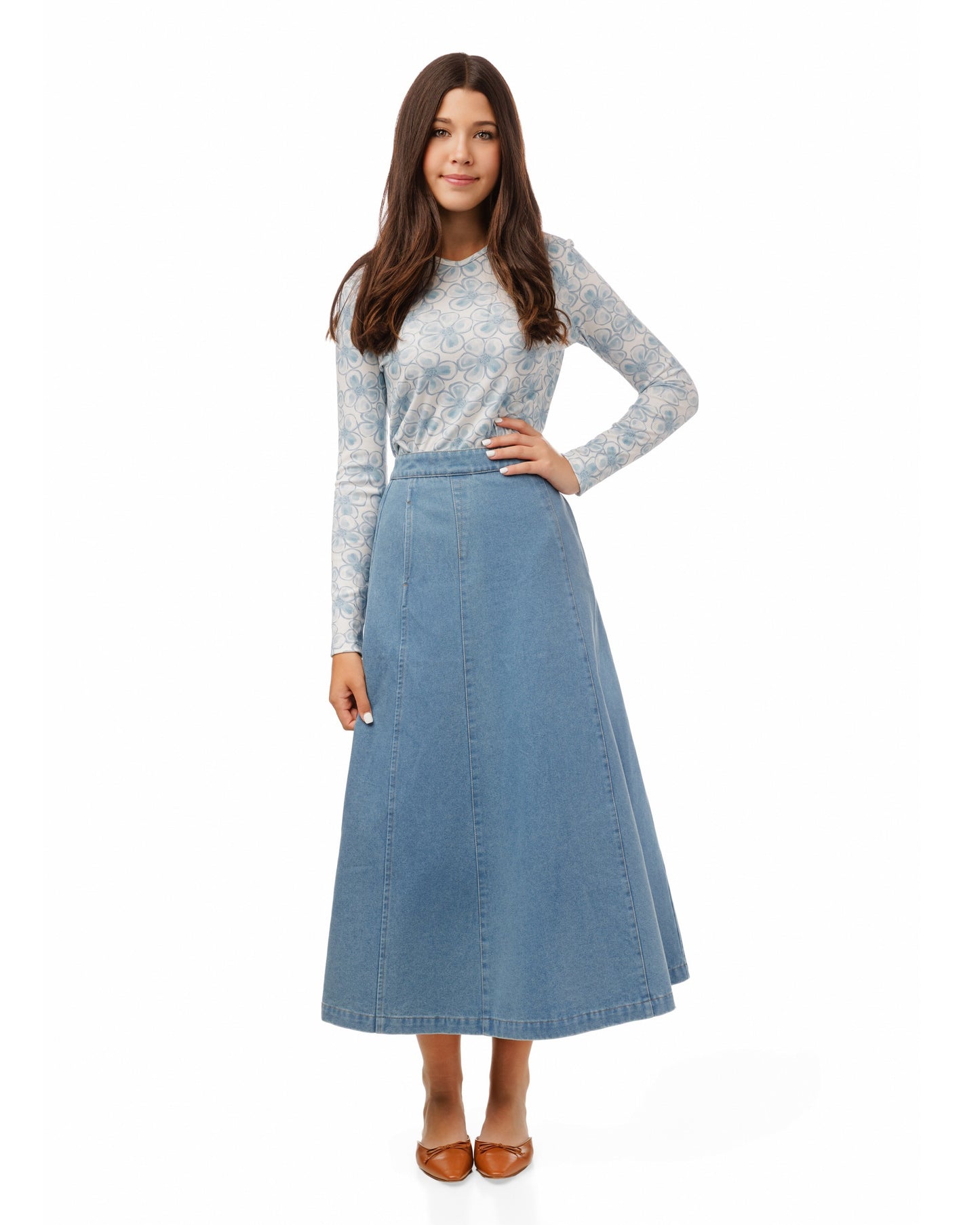 Basic Blue Denim Skirt