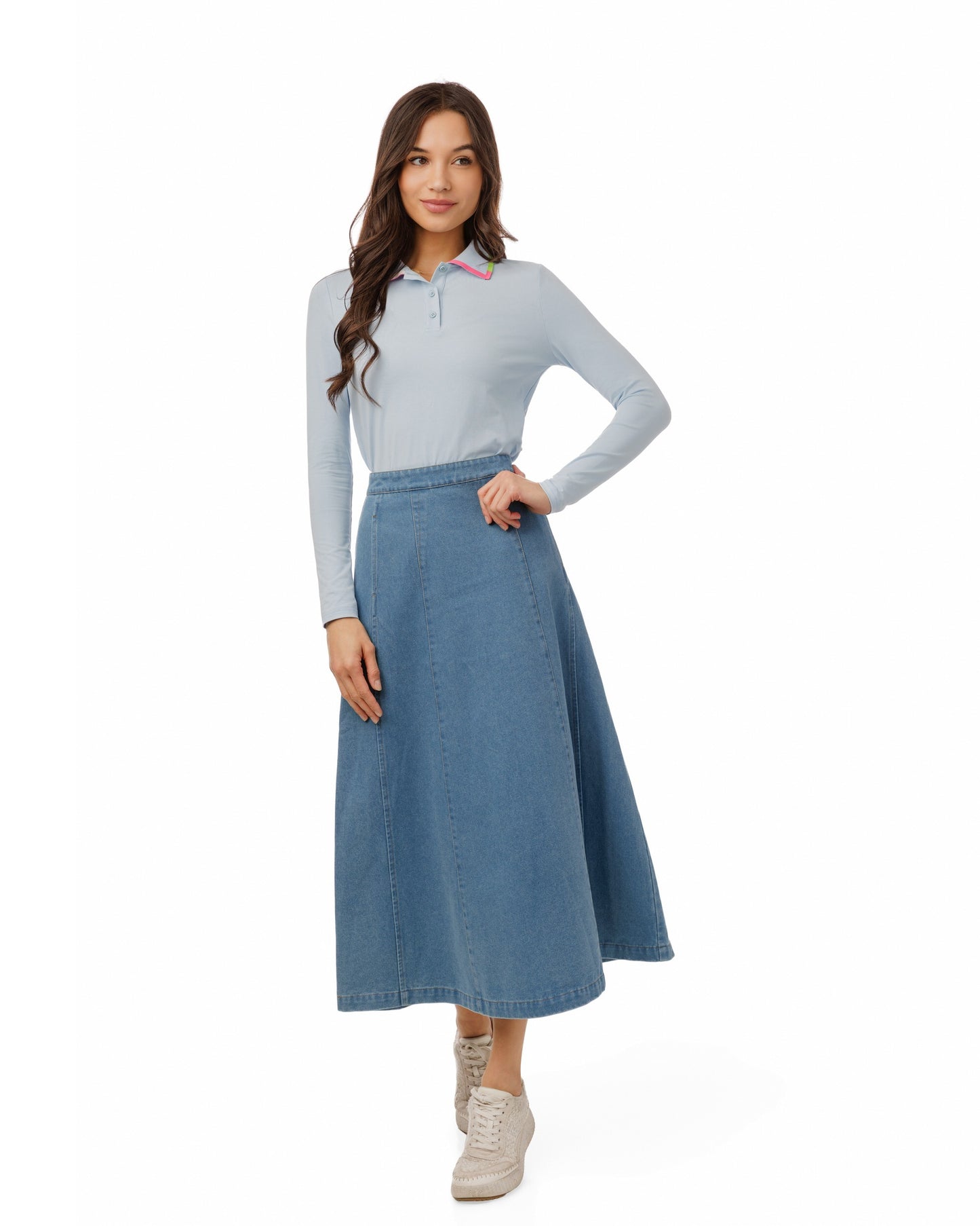 Blue Polo With Multi Color Collar Detail