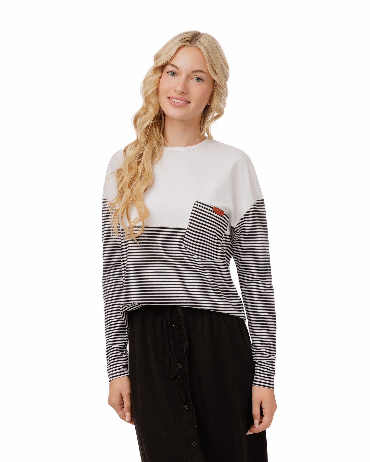 White And Black Striped Block T-Shirt