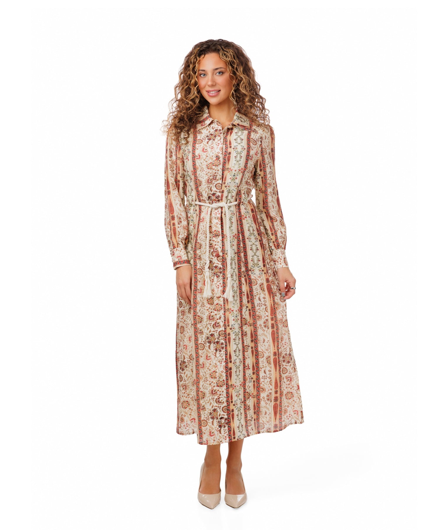Rope Belt Printed Dress