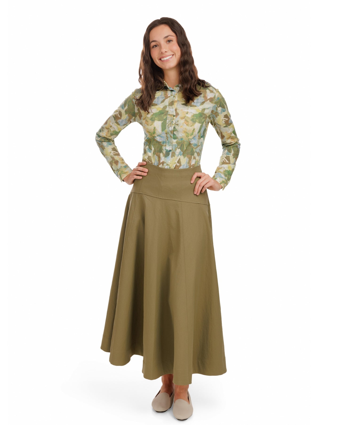 Aline Circle Skirt - Green Moss