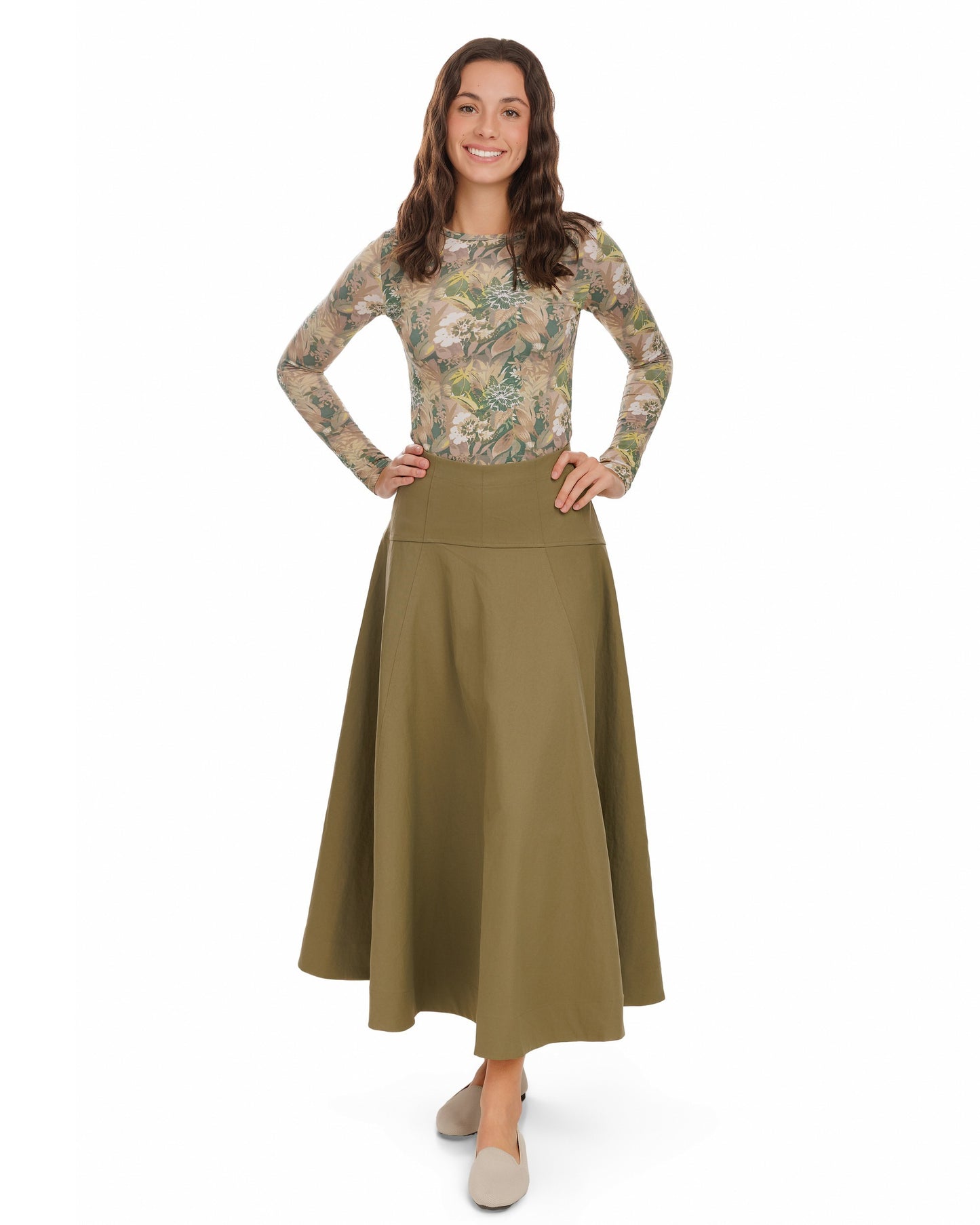 Aline Circle Skirt - Green Moss