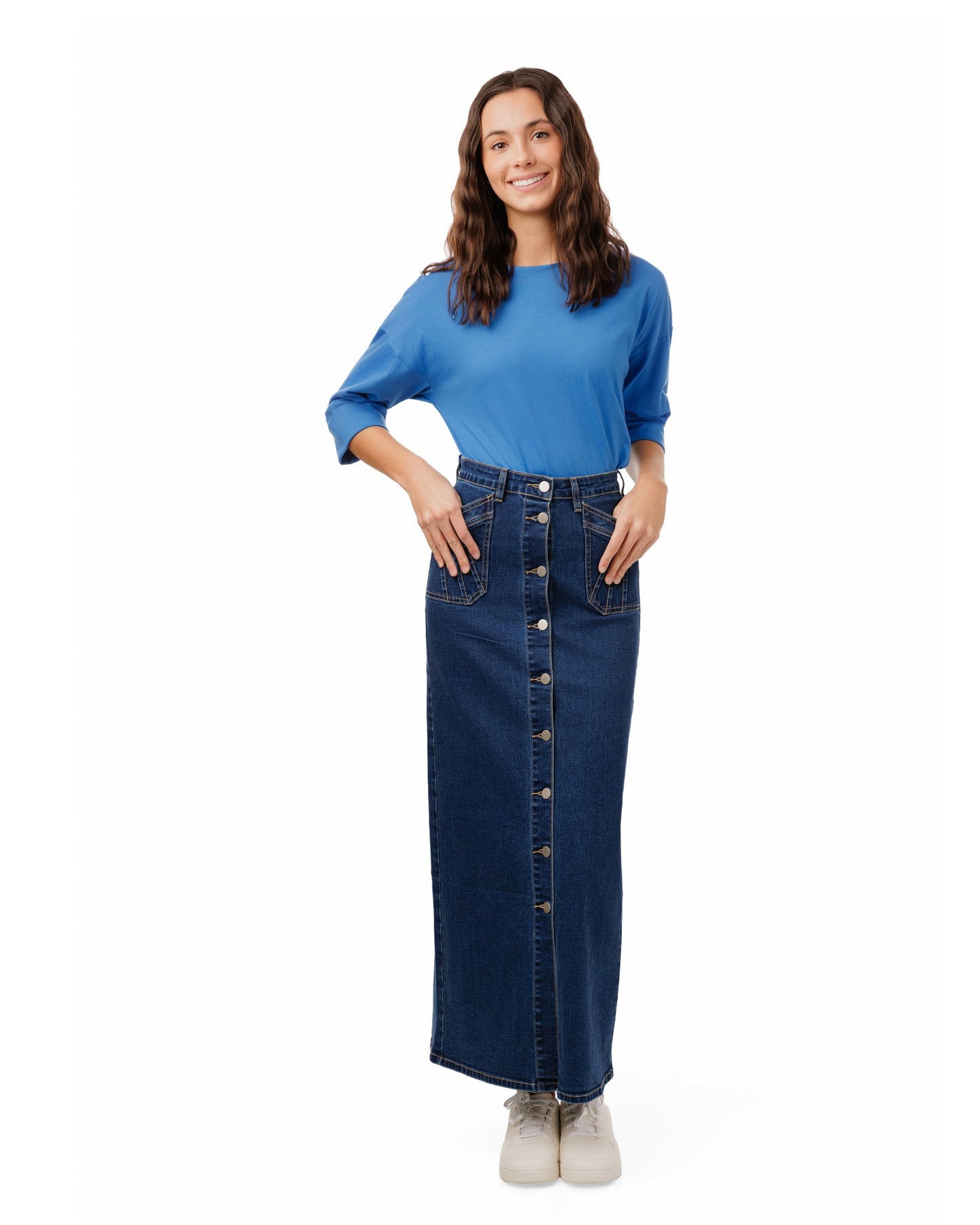 Denim Detail Pocket Skirt - Blue Denim