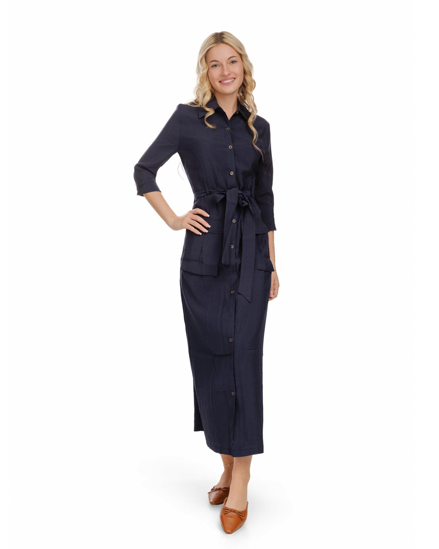 Cargo Linen Dress - Midnight