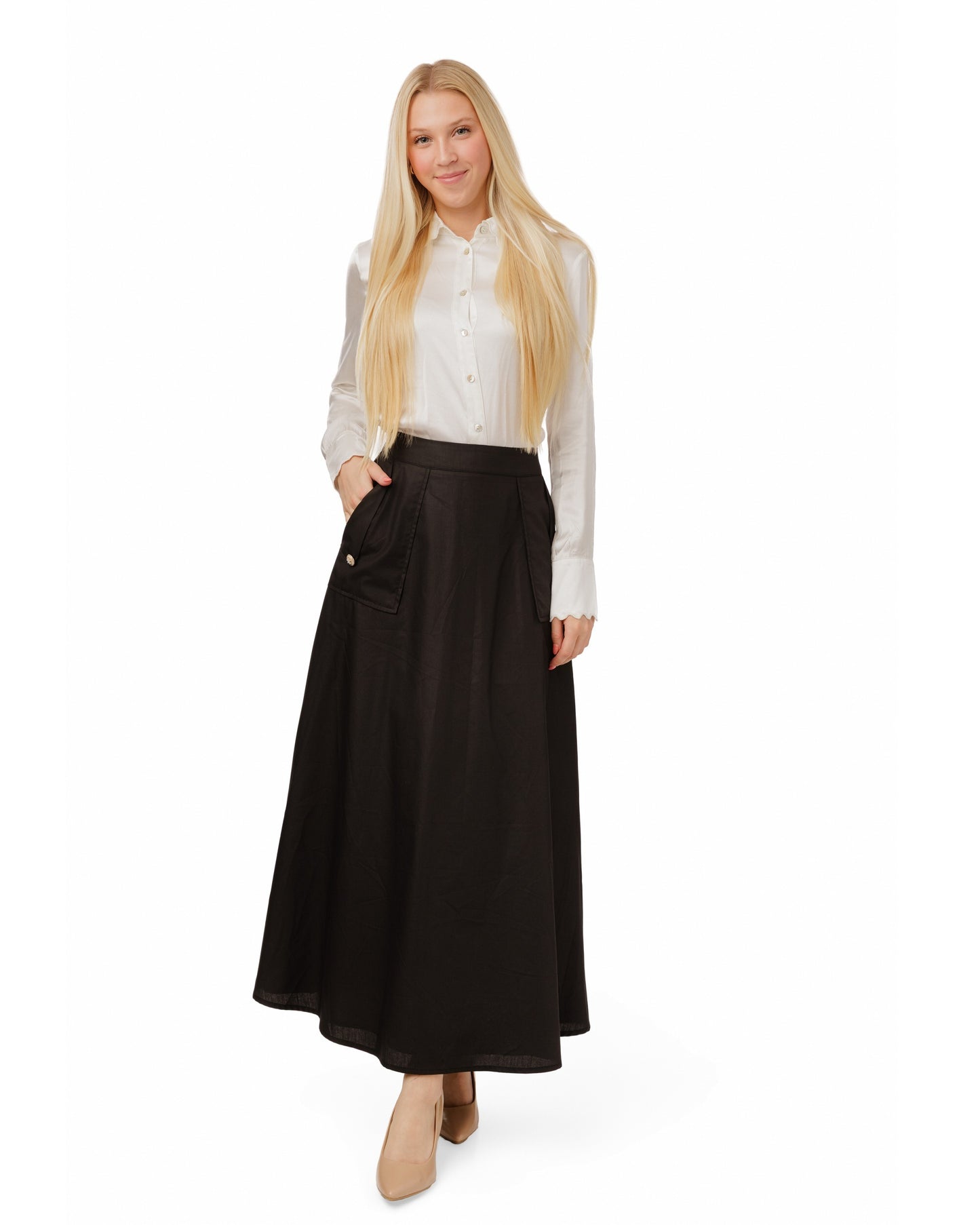 Black Cotton Skirt - WS61153S-A