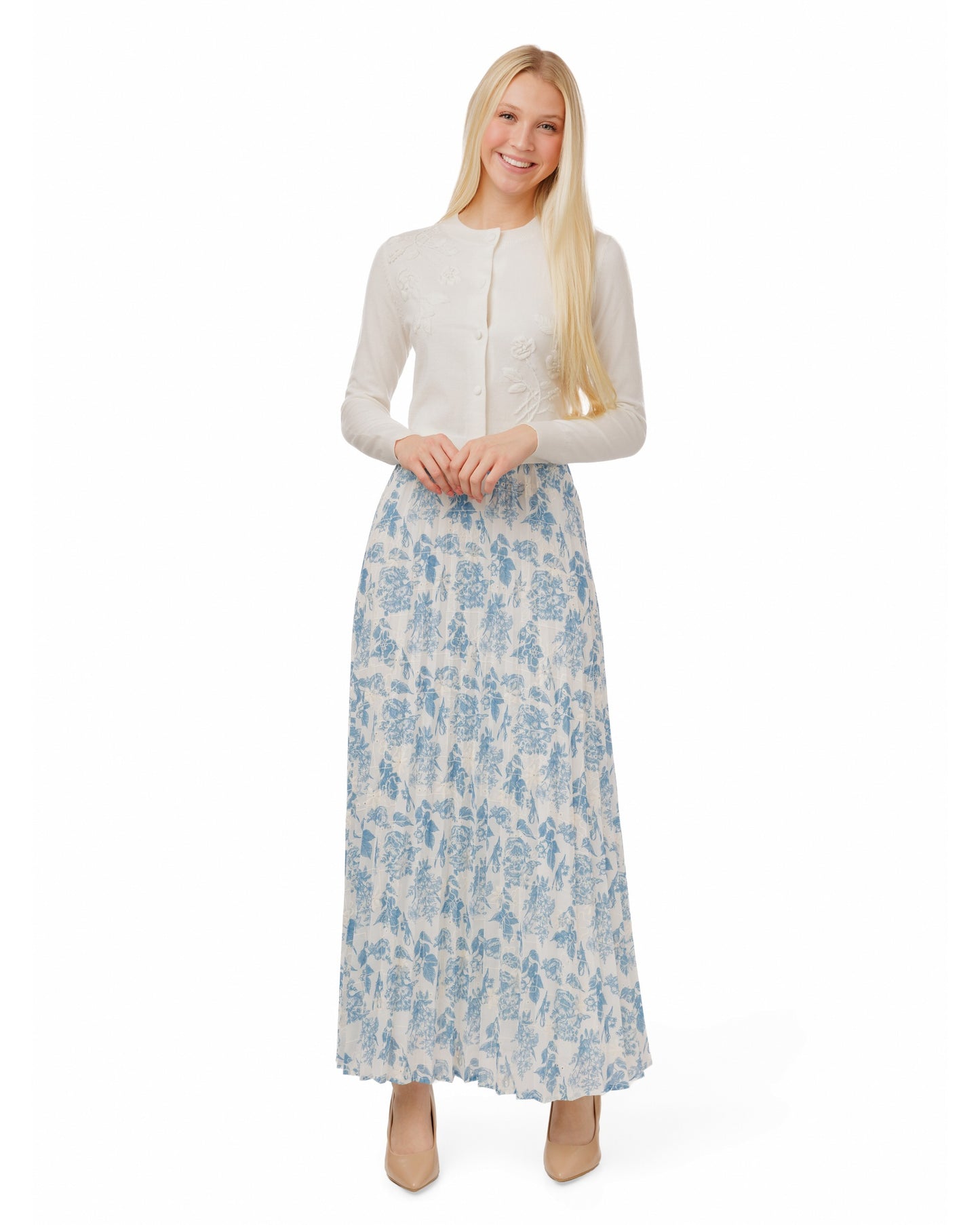 Whited Embroidered Cardigan