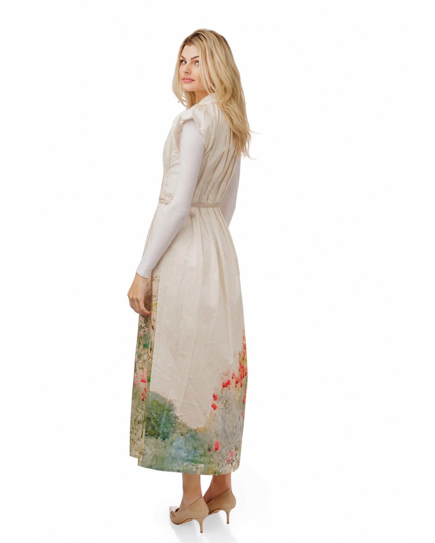 Ivory Cotton Jumper With Floral Print