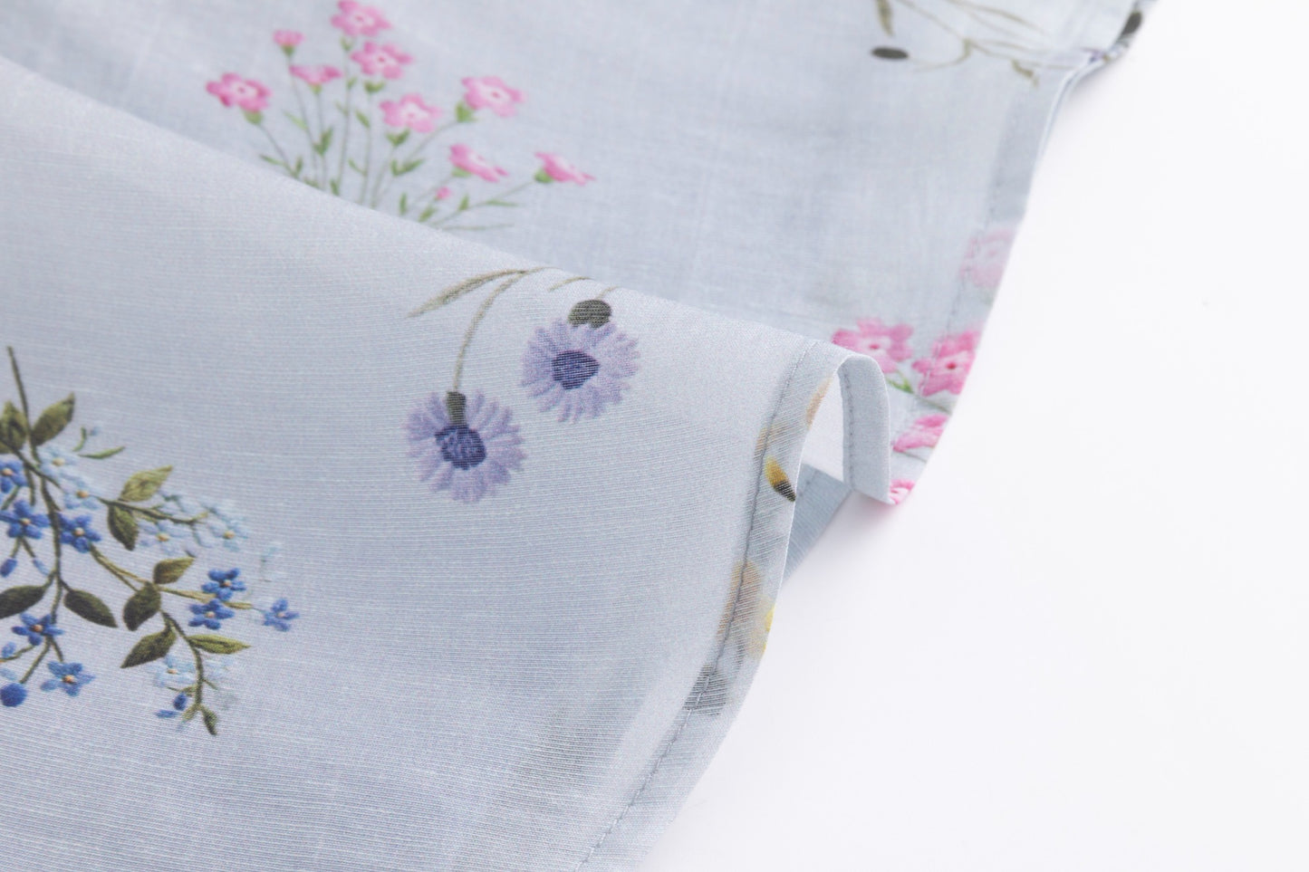 Light Blue Printed Floral Chiffon Maxi Skirt