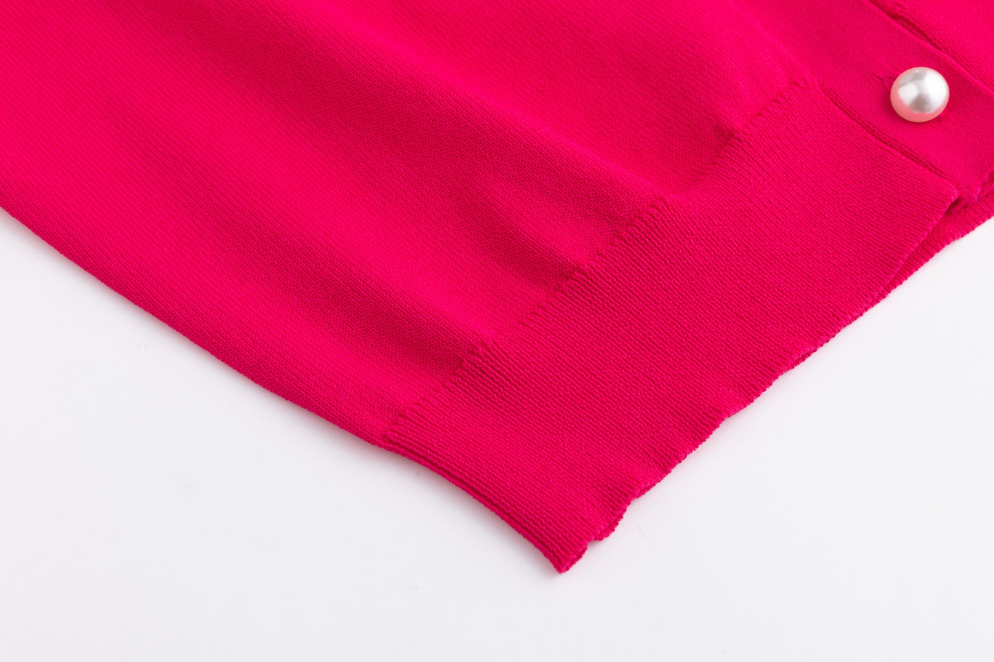 Hot Pink Knit Cardigan With Pearl Buttons