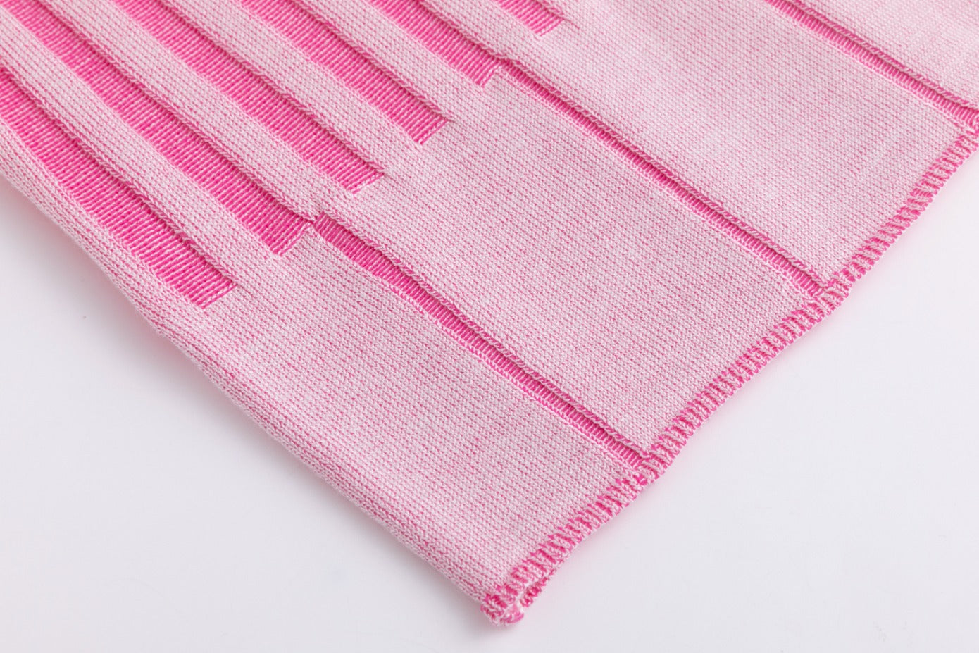 Textured Stripes Knit Top - Hot Pink