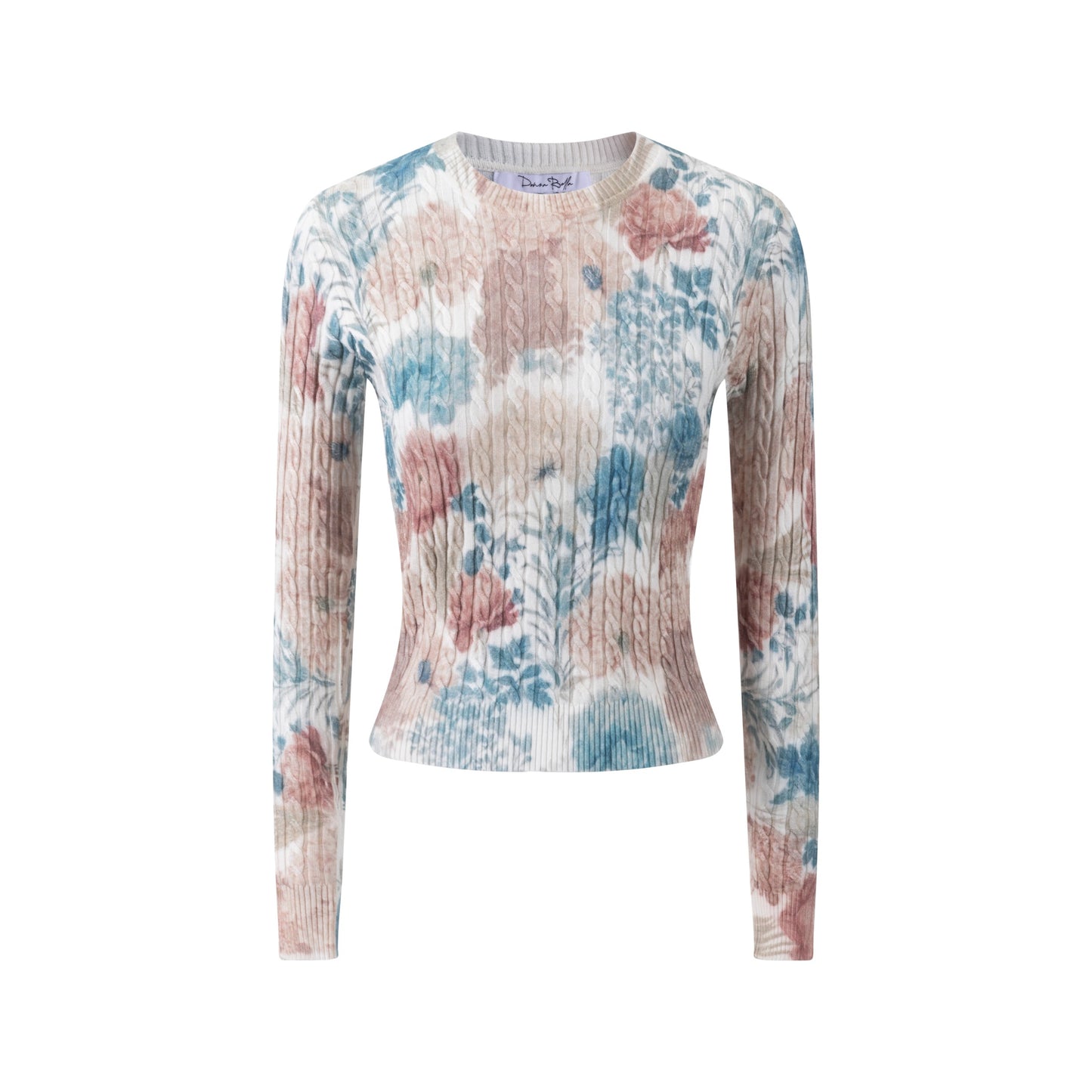 Floral Multi Color Cable Knit Top