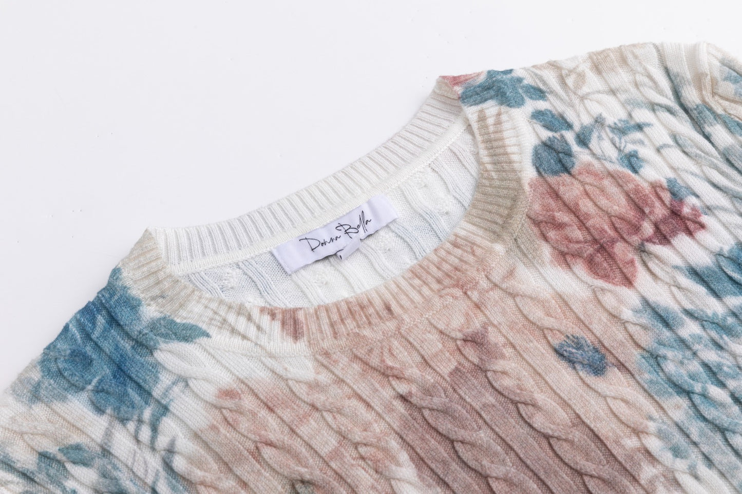 Floral Multi Color Cable Knit Top
