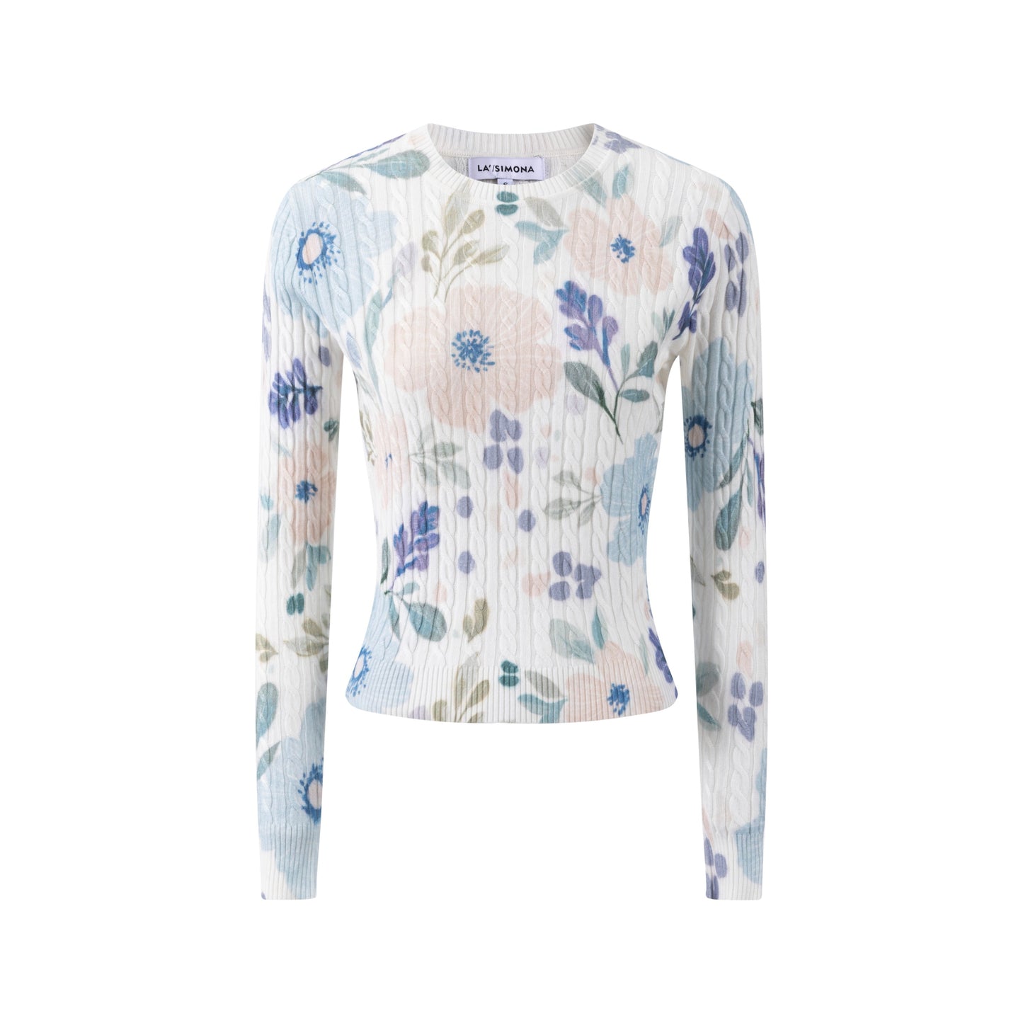 Floral Printed Cable Knit Top