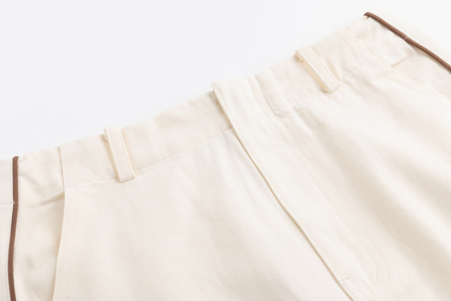 Denim Skirt With Brown Stitching And Belt - Ivory