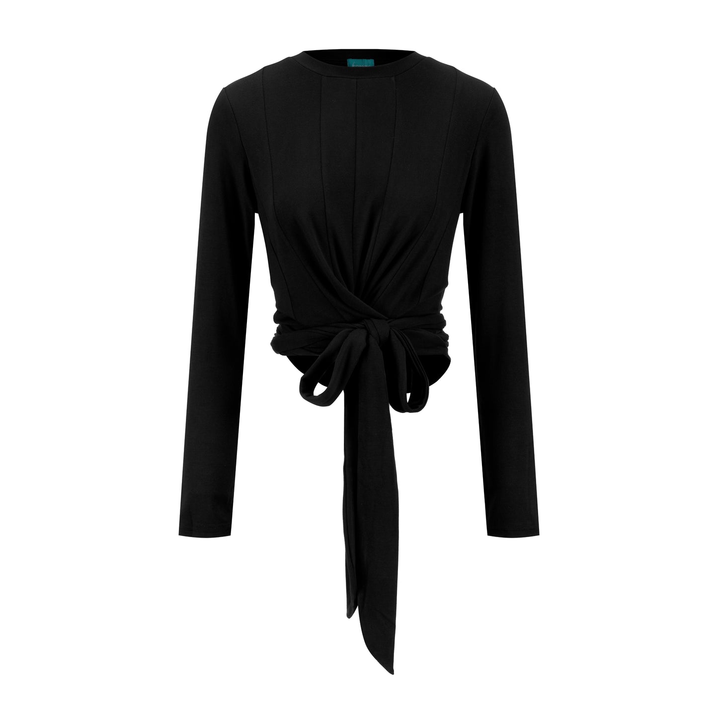 Basic Seam Wrap Top- Black