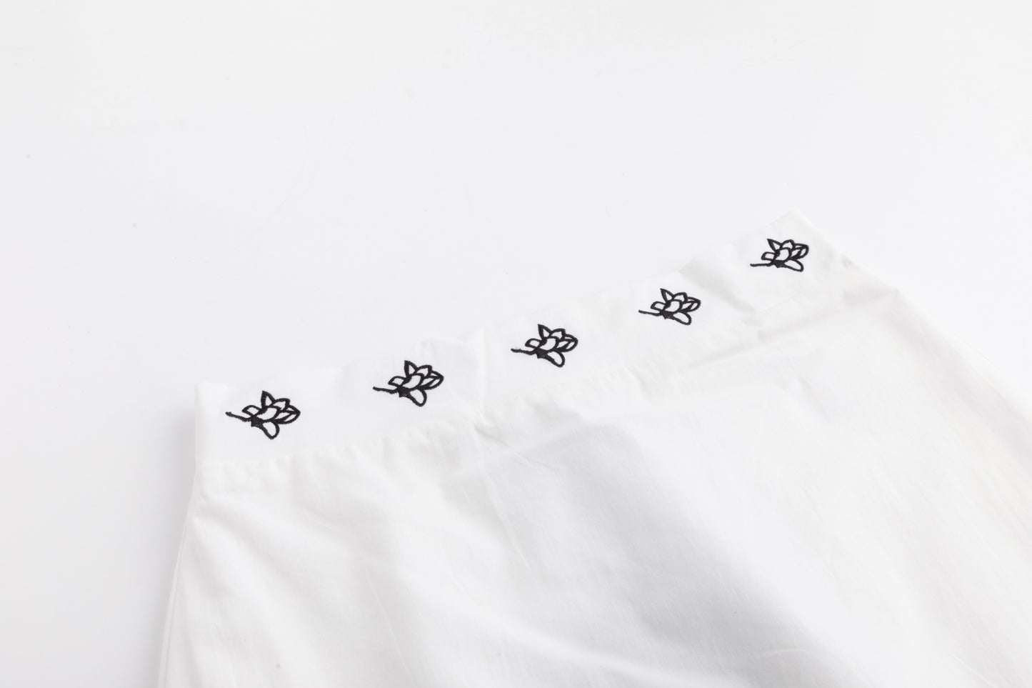 Cotton Skirt With Embroidered Waistband - Ivory