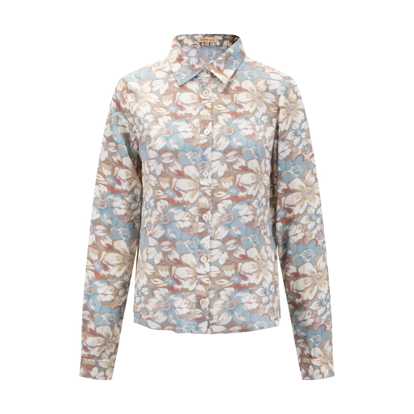 Antique Floral Printed Linen Blouse