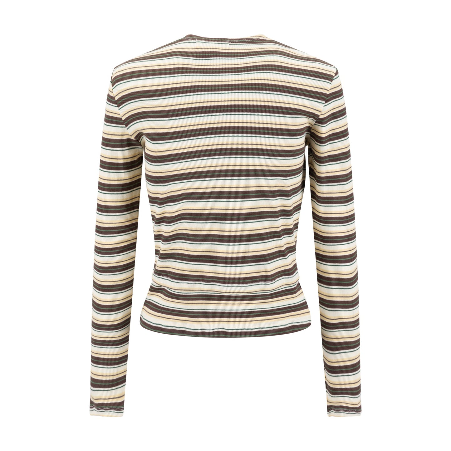 Cropped Ribbed Twin Set- Striped-Brown And Yellow