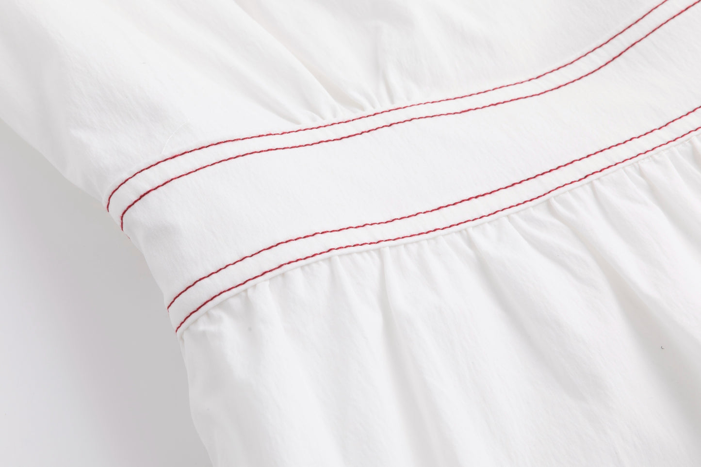 Cotton Jumper with Embroidered Belt - White
