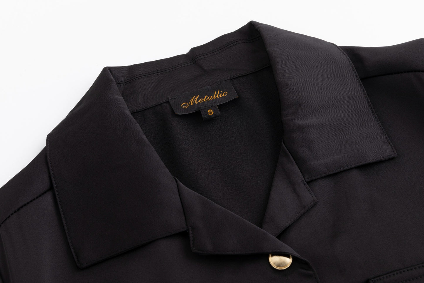 Belted Dress With Gold Buttons - Black