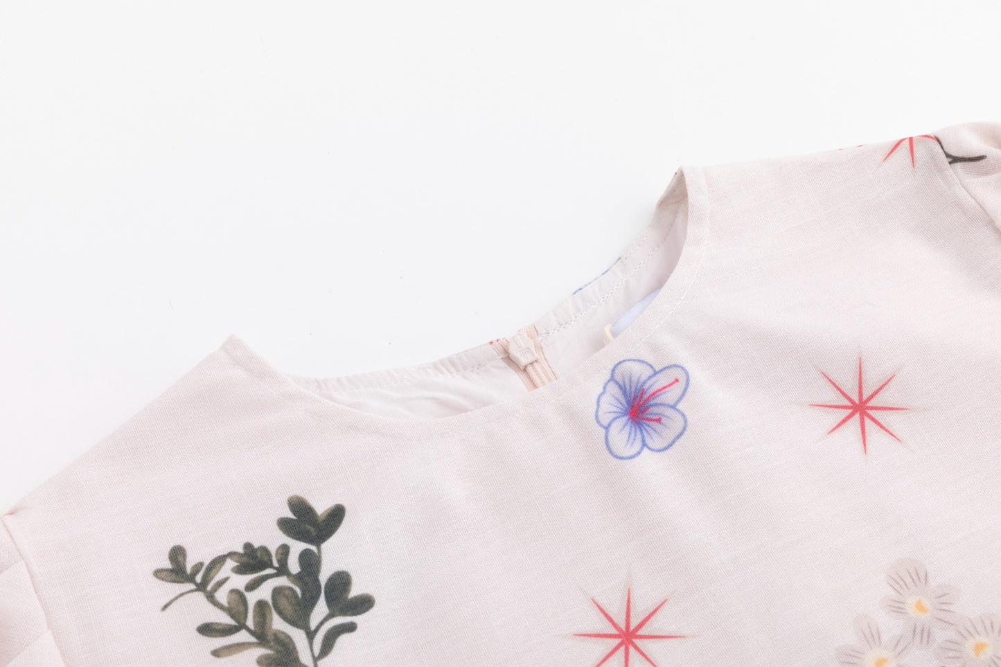 Floral Print Cream Top With 3/4 Sleeve