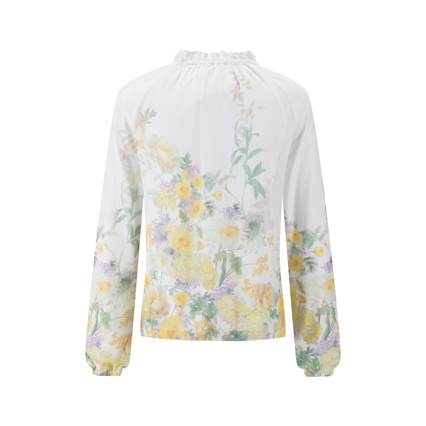 Ivory Ruffle Collar Floral Print Top - Yellow