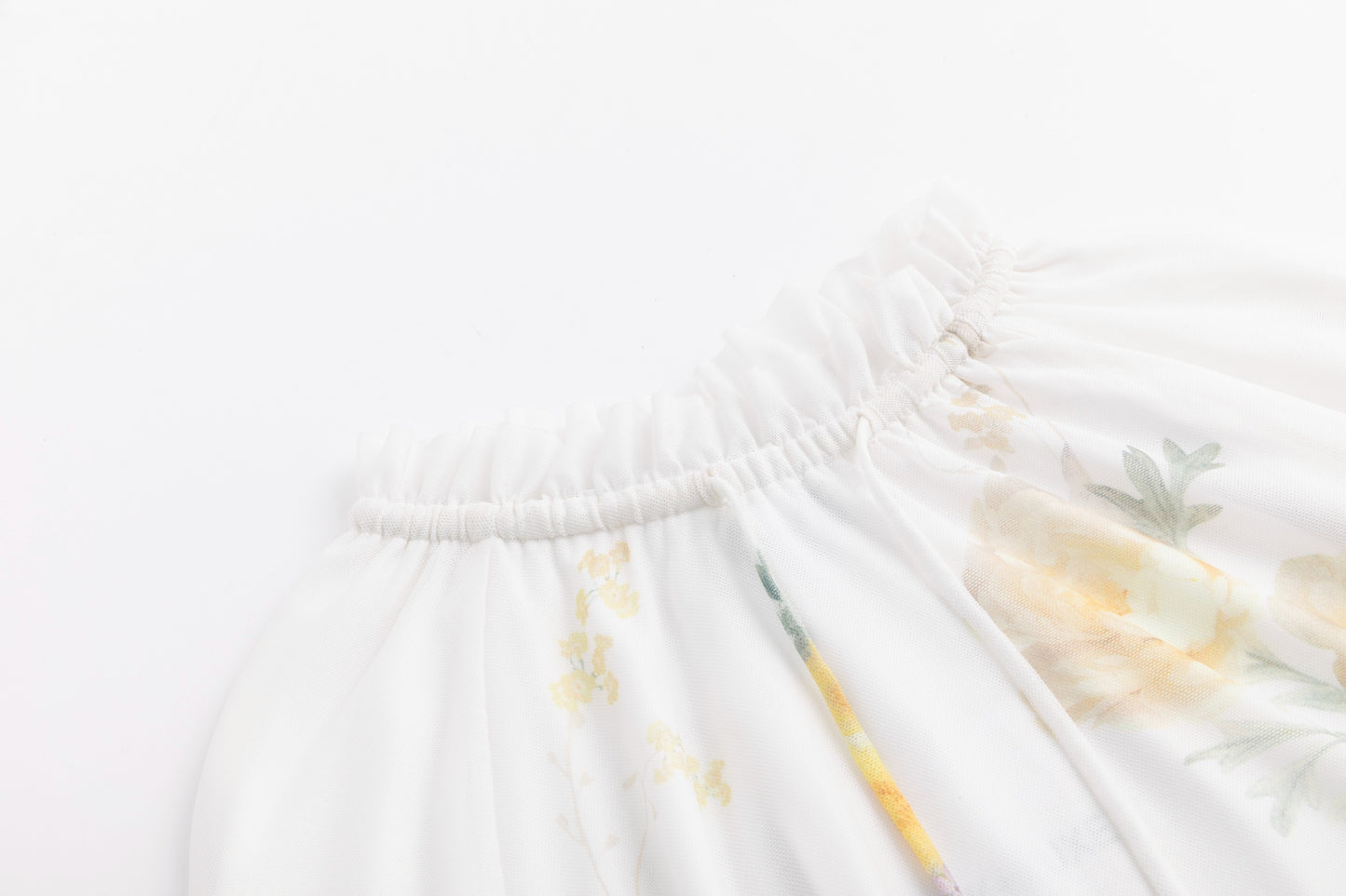 Ivory Ruffle Collar Floral Print Top - Yellow