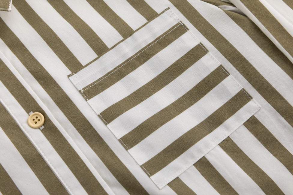 Bold Striped Blouse - Pattern Green Moss