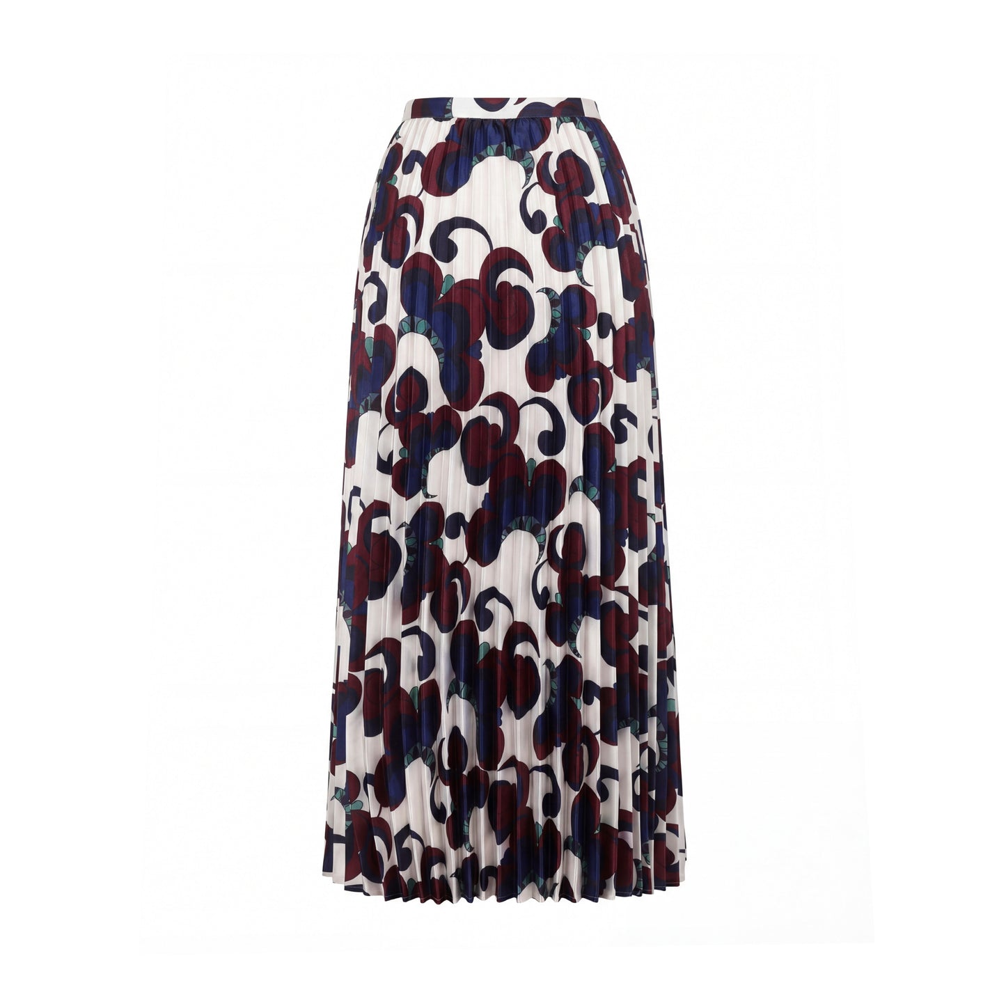 Blue And Burgundy Pleated Skirt