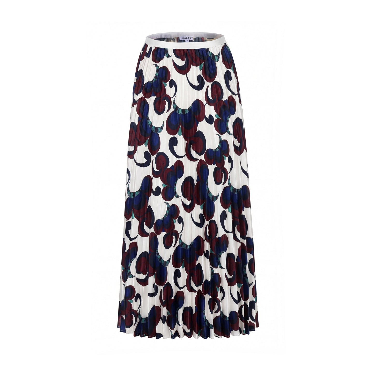 Blue And Burgundy Pleated Skirt