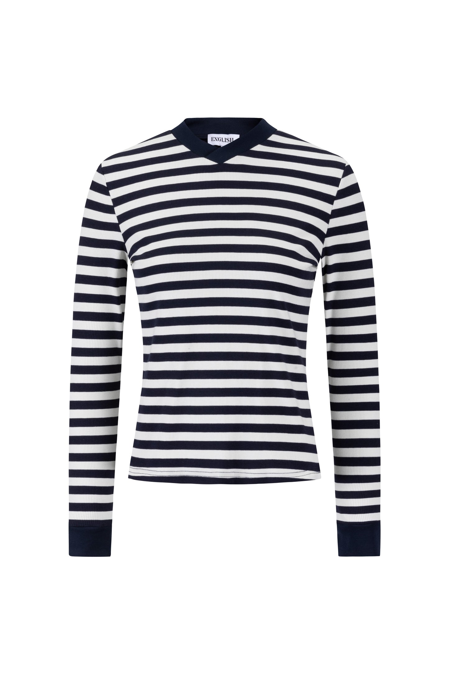Striped V-Neck Top - Navy