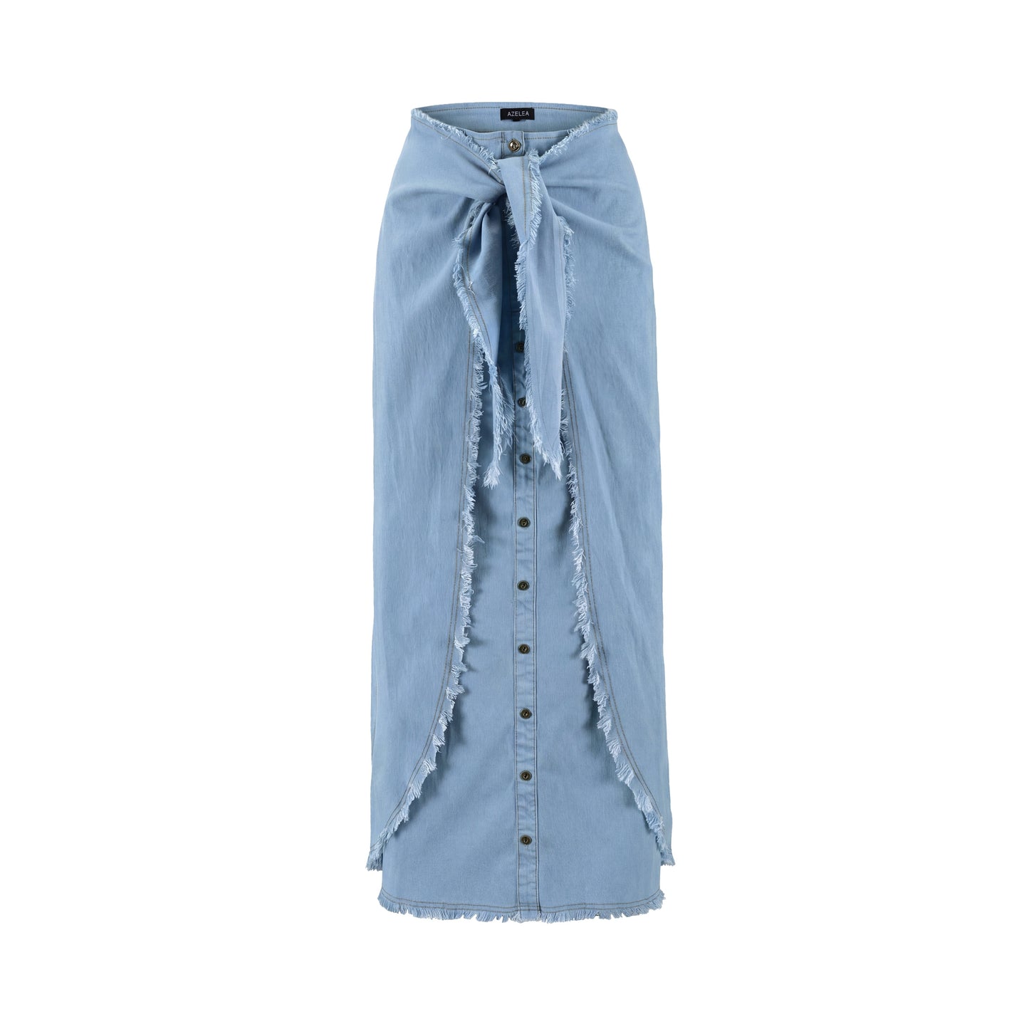 Denim Fringed Flap Skirt