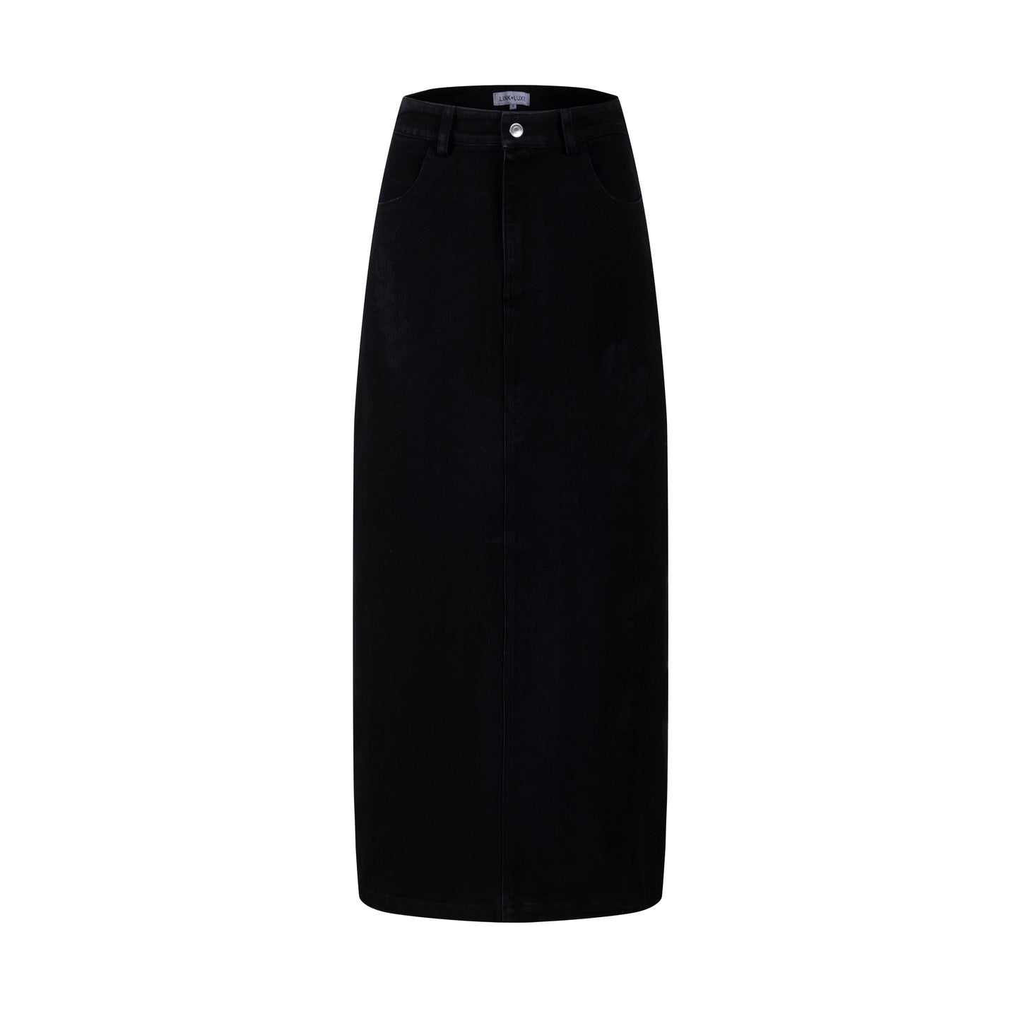 Acid Washed Flower Print Denim Skirt - Black