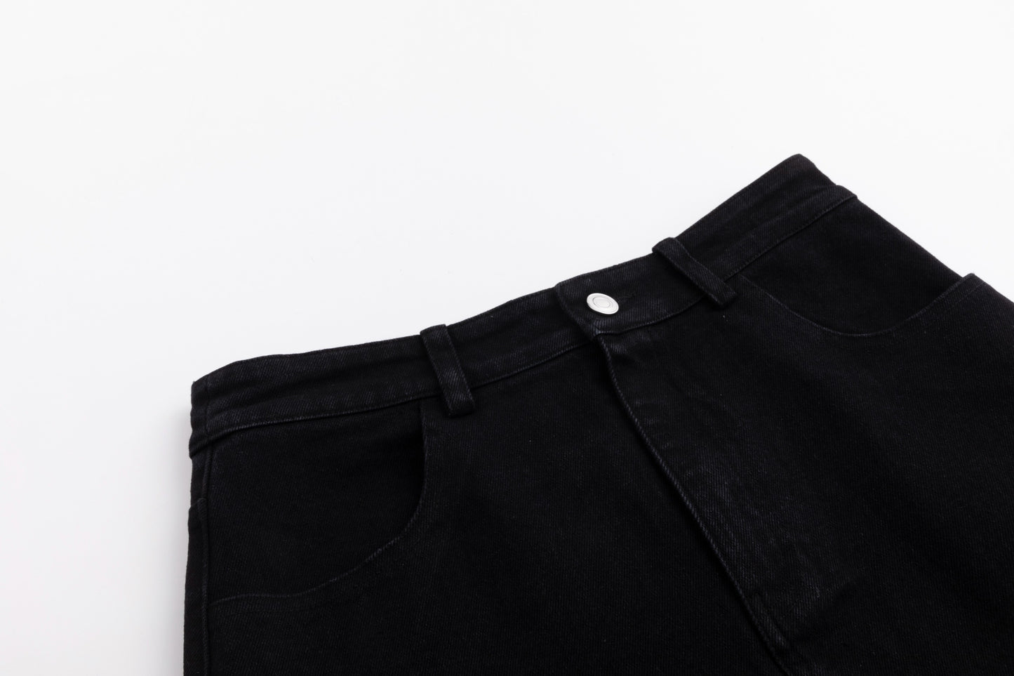 Acid Washed Flower Print Denim Skirt - Black