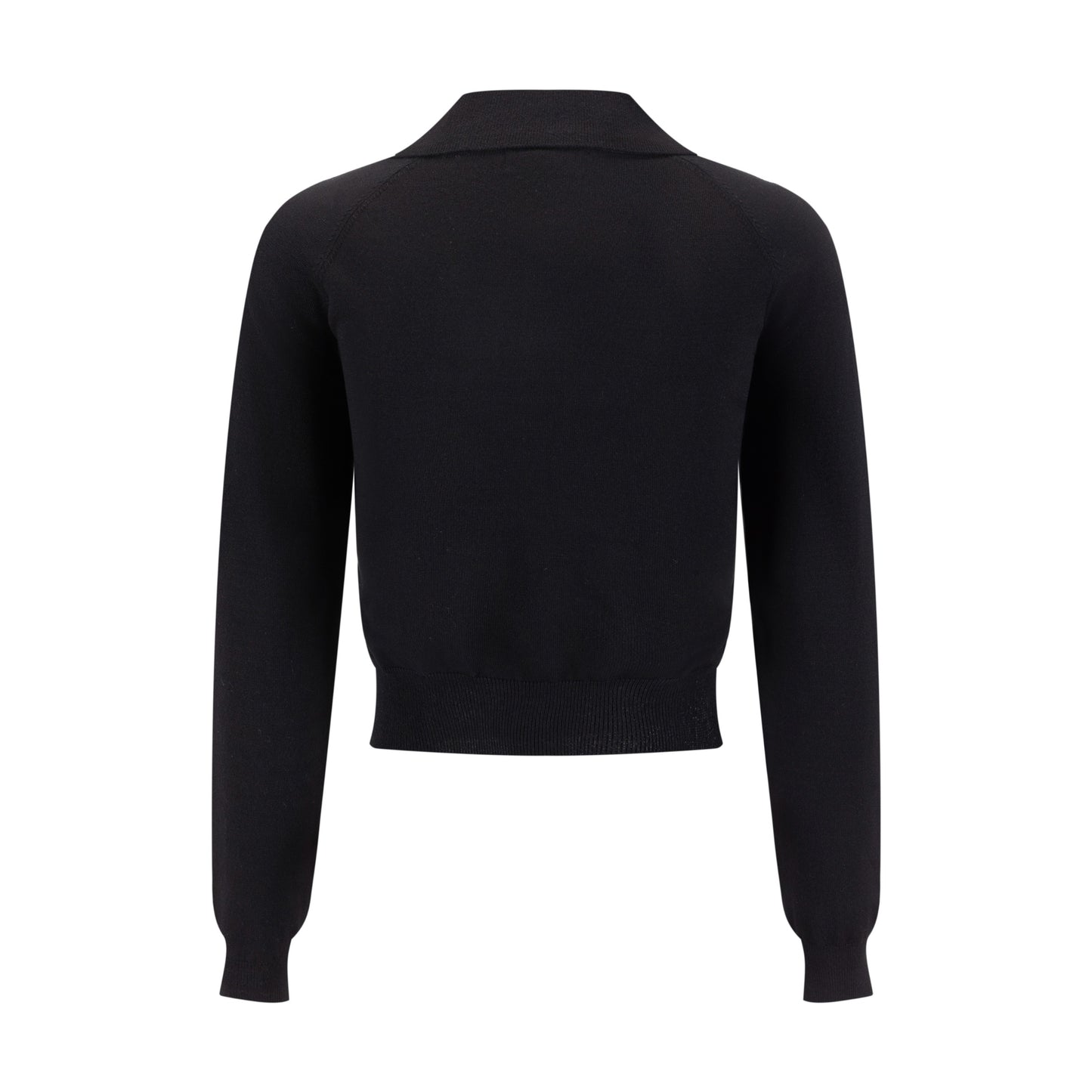 Knit Cardigan With Collar And Flower Buttons - Black