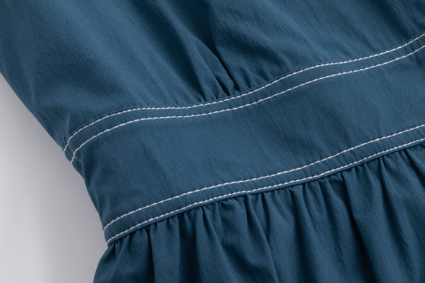 Cotton Jumper with Embroidered Belt - Blue