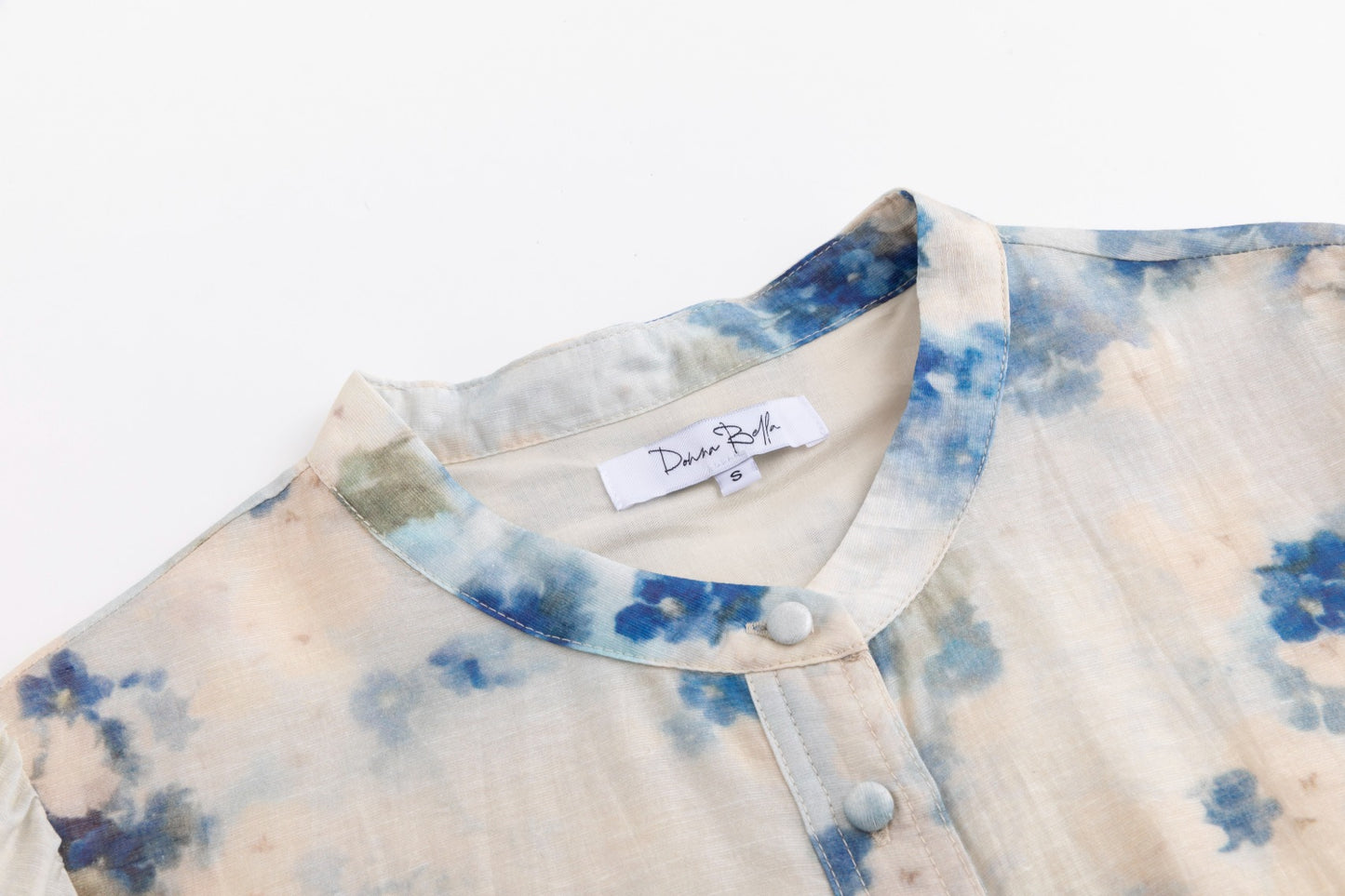 Cream Dress With Floral Print - Blue