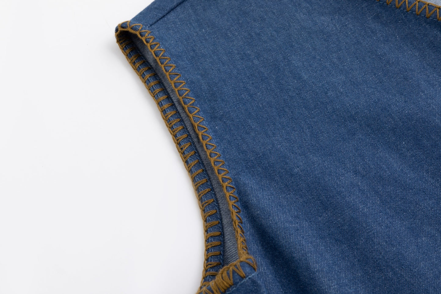 Denim Jumper With Tan Topstitching
