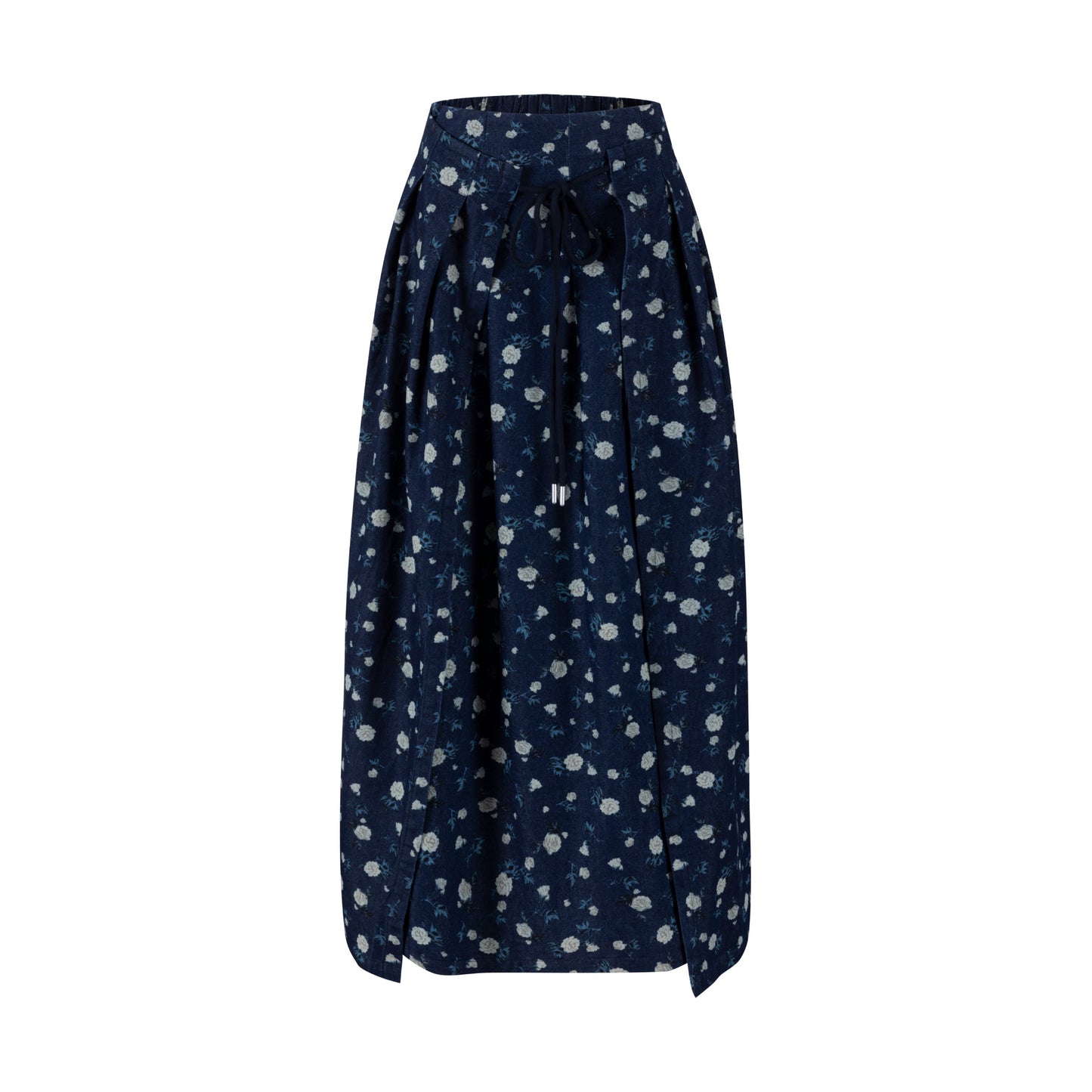 Navy Skirt With Ivory Floral Print