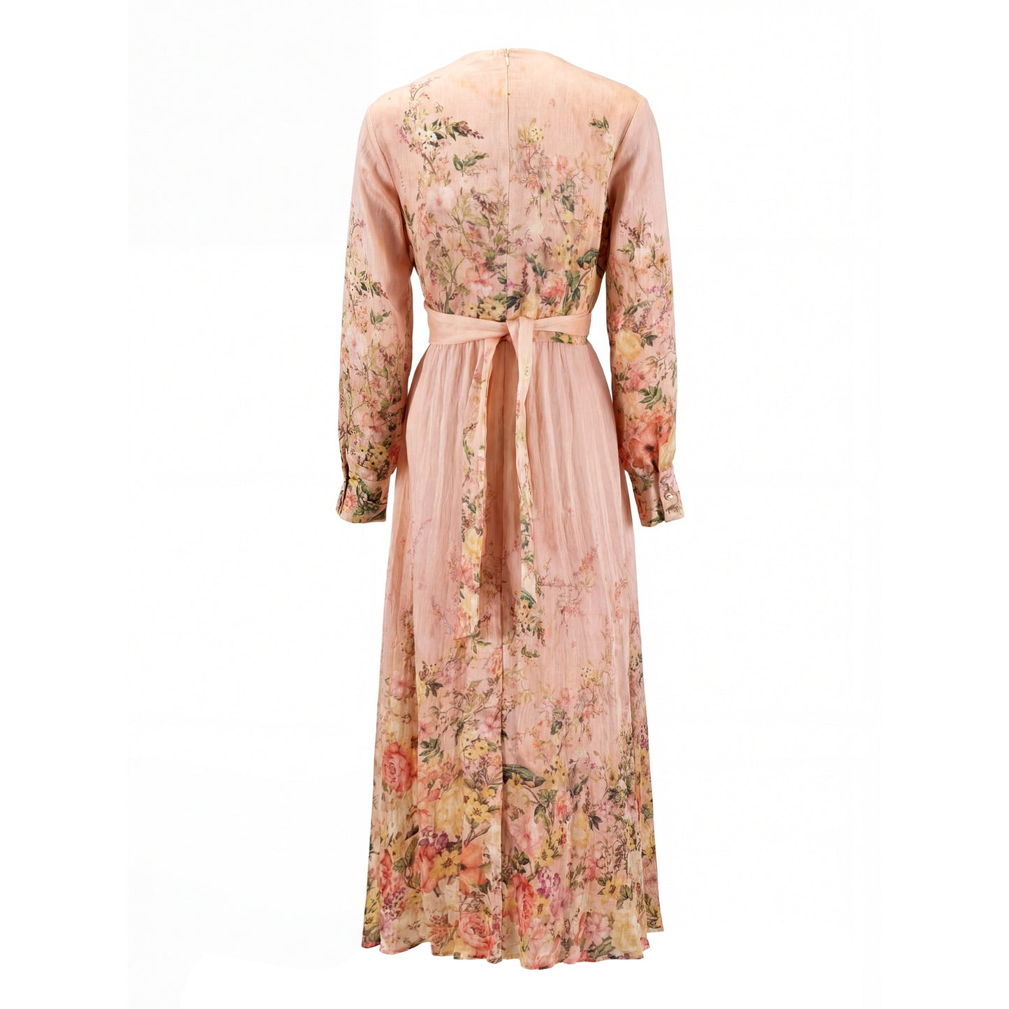 Pink Floral Linen Dress
