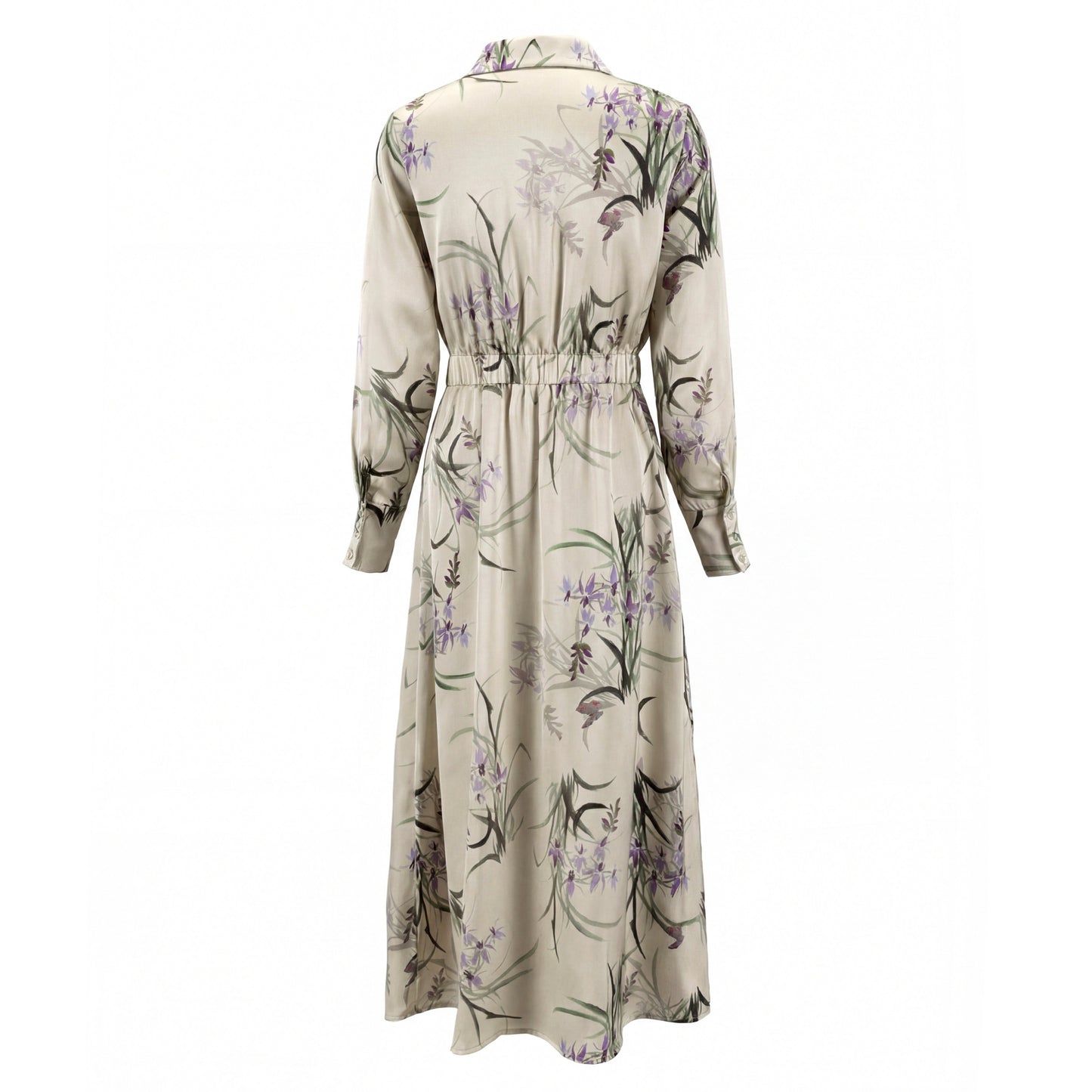Floral Button-Front Dress With A Soft Drape And Tie Waist.