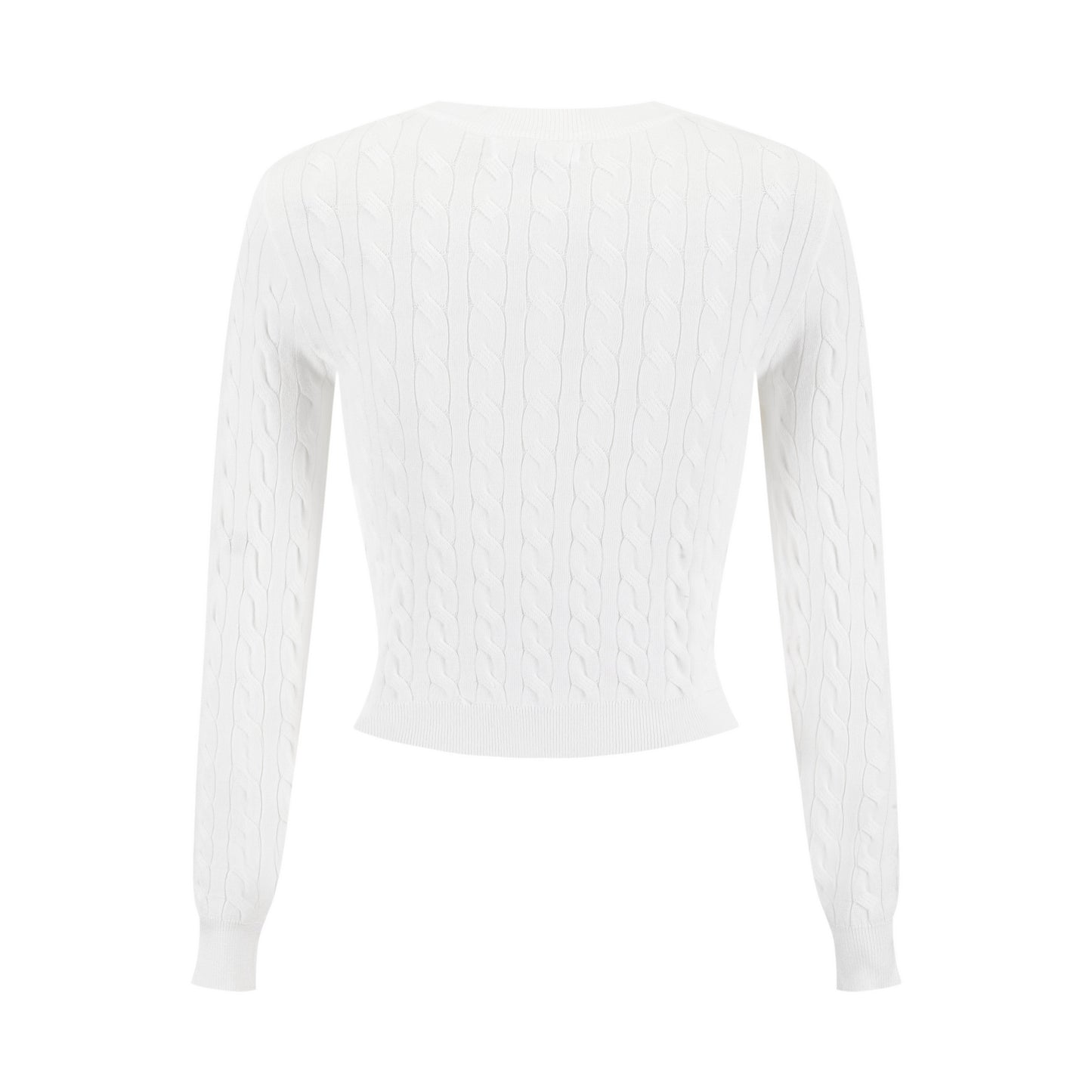 Cable Knit Cardigan With Detailed Buttons - Ivory