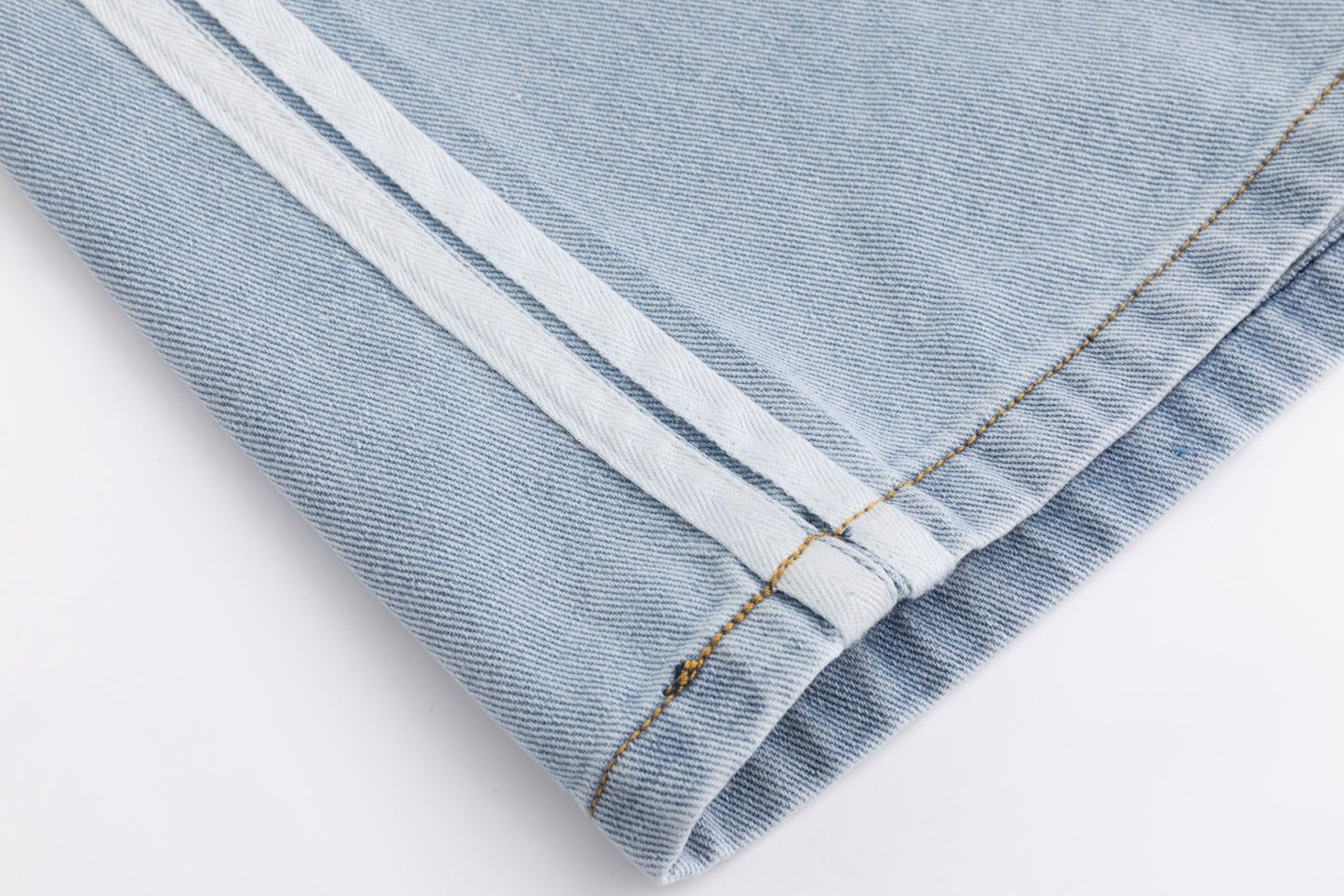 Denim Skirt With 2 Stripes Down The Side - Light Blue