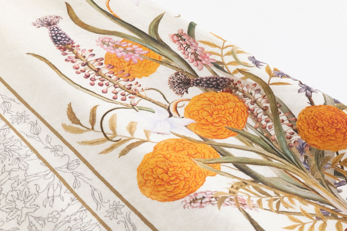 Ivory Skirt With Orange Print