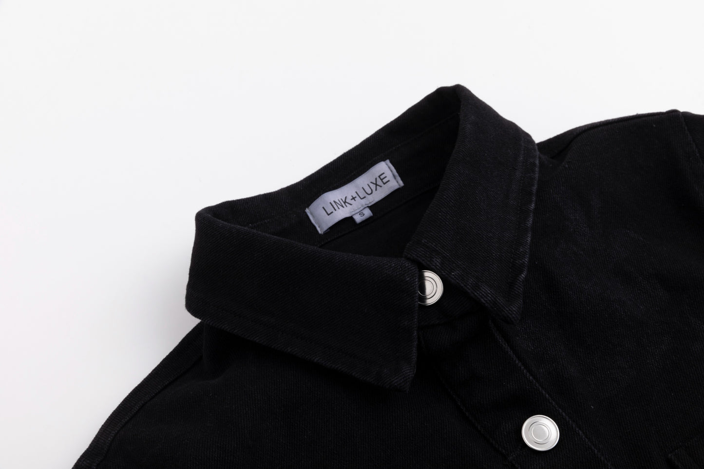 Acid Washed Flower Print Denim Top - Black