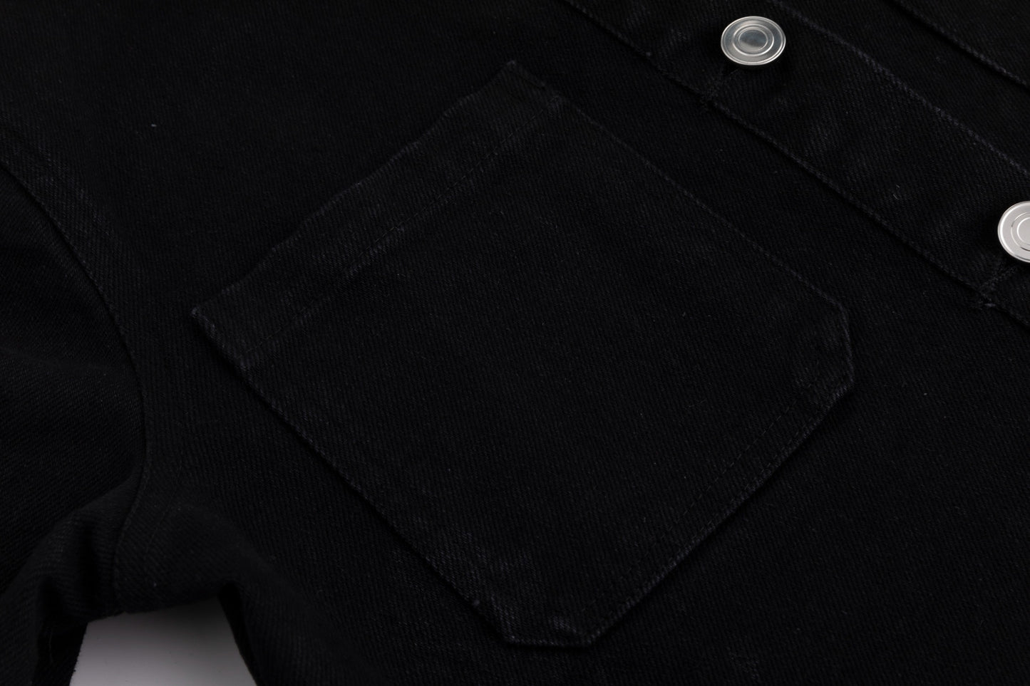 Acid Washed Flower Print Denim Top - Black