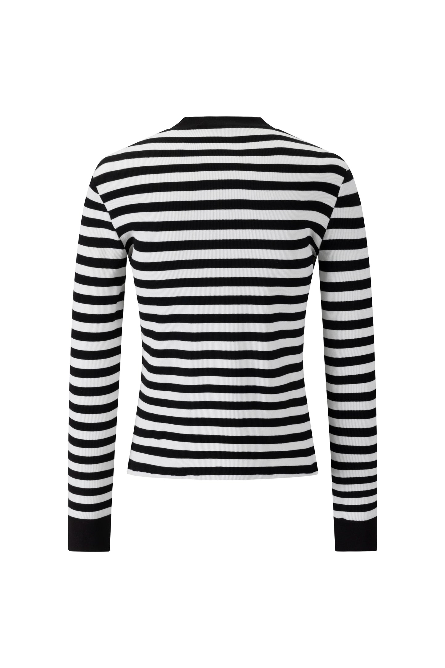 Striped V-Neck Top - Black