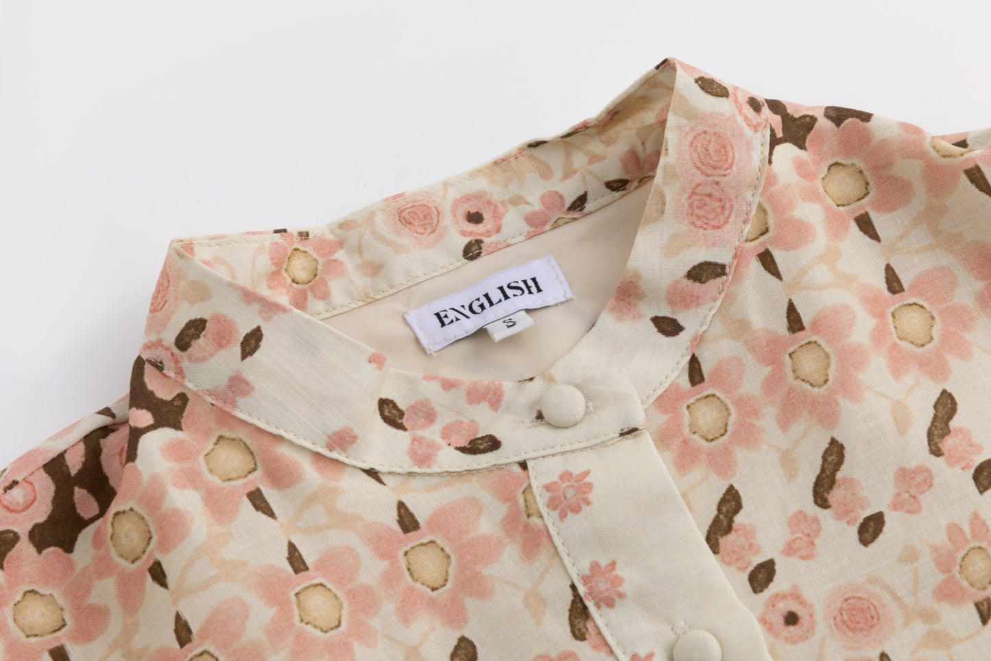 Ivory And Pink Printed Belted Dress