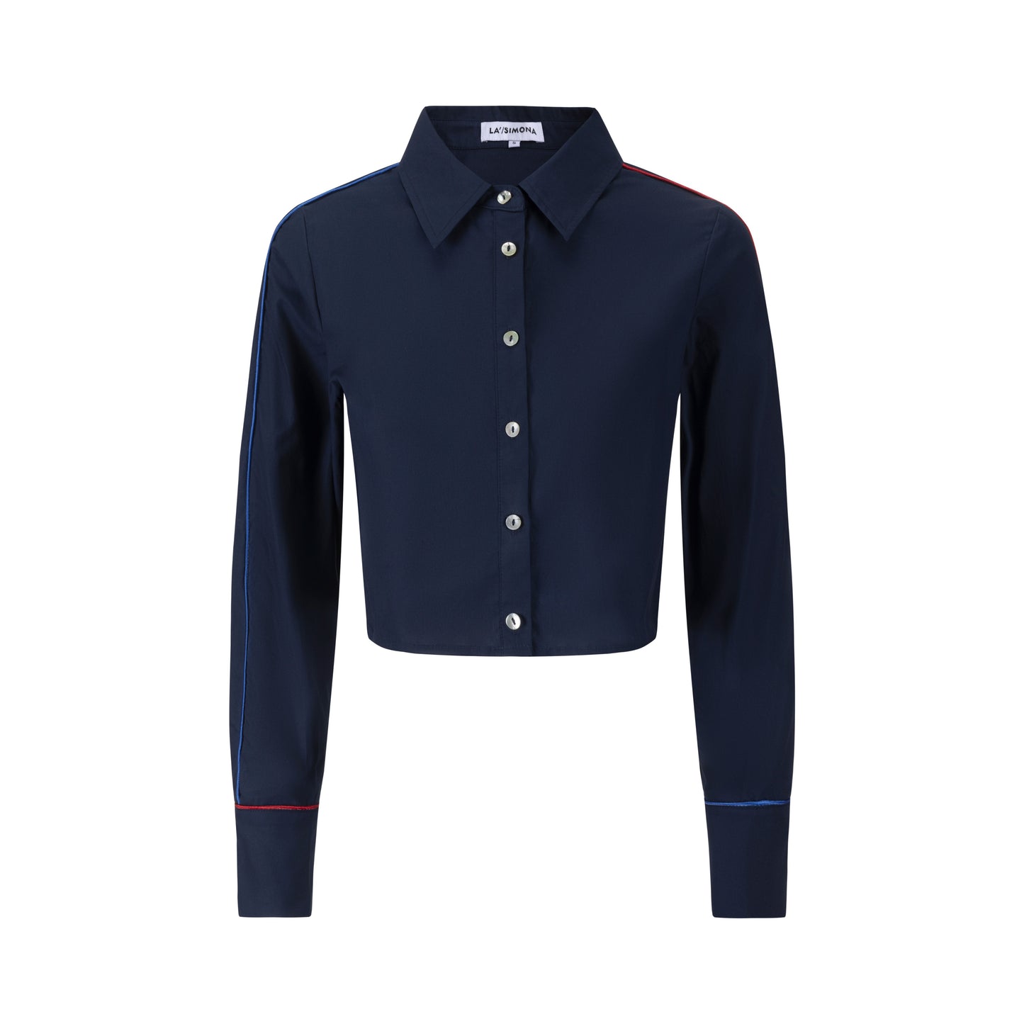 Red Seam Detail Shirt - Navy
