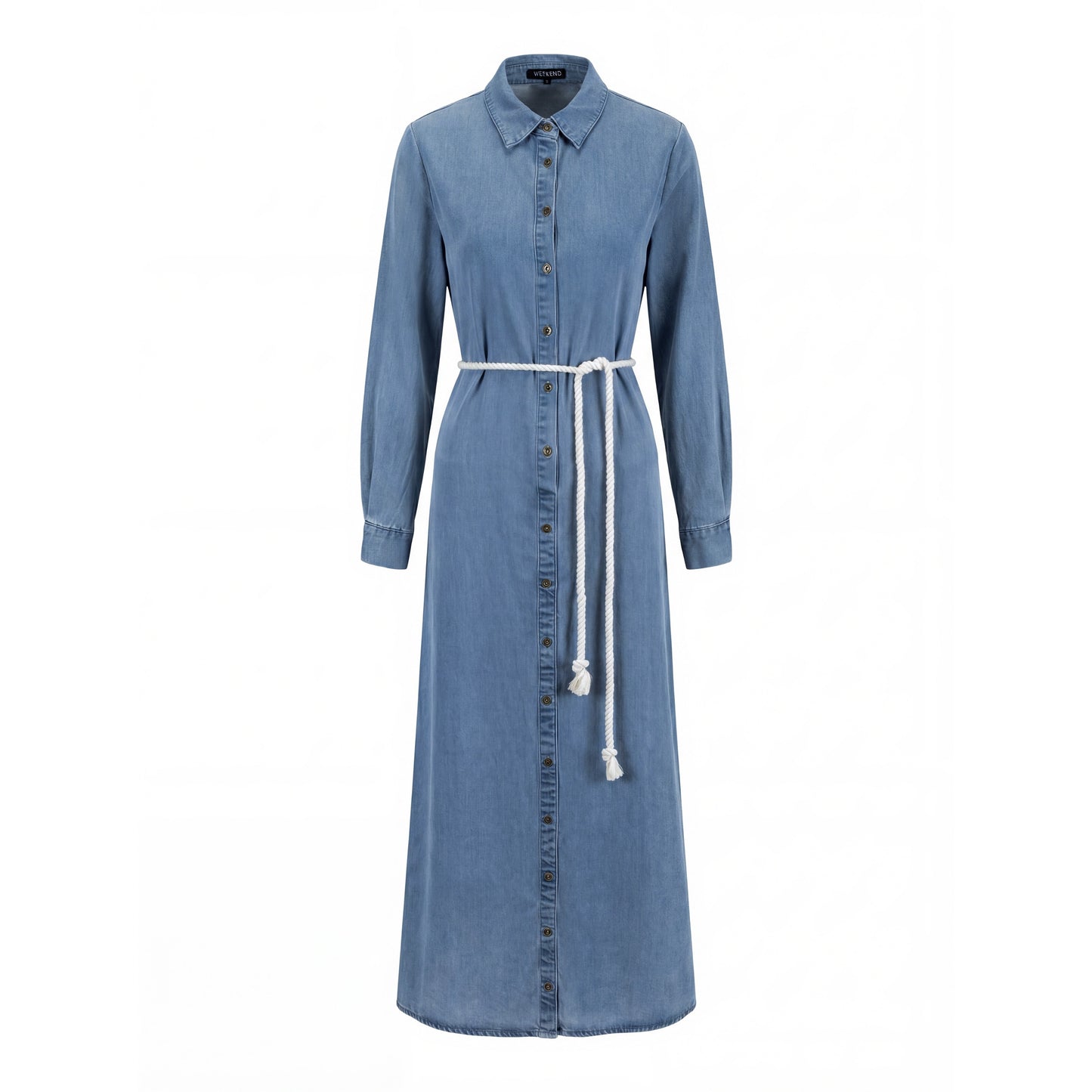 Denim Button Dress - Blue